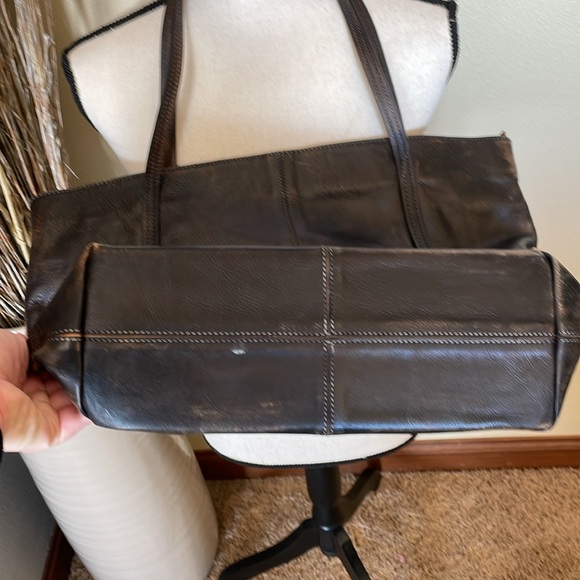 ZLYC Brown Leather Shoulder Tote Bag Purse Zip Top Closure Inside Pocket - Picture 5 of 15